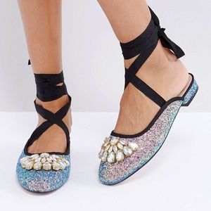 ASOS Embellished Jewel Glitter Ballet Flat